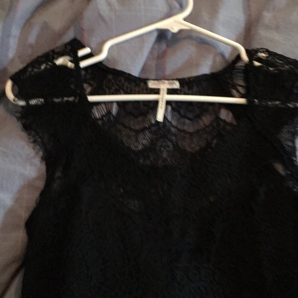 Free people intimidated black lace mini dress